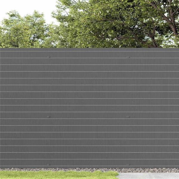 Grote foto vidaxl tuinhek dubbelzijdig grijs 1 8x5 m pvc tuin en terras hekken en schuttingen