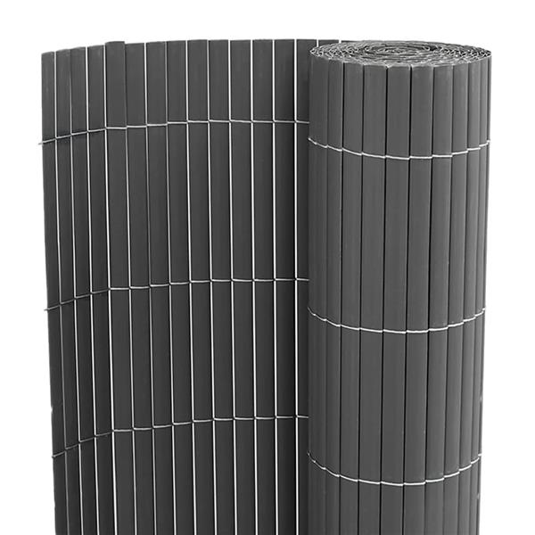 Grote foto vidaxl tuinhek dubbelzijdig grijs 1 8x5 m pvc tuin en terras hekken en schuttingen