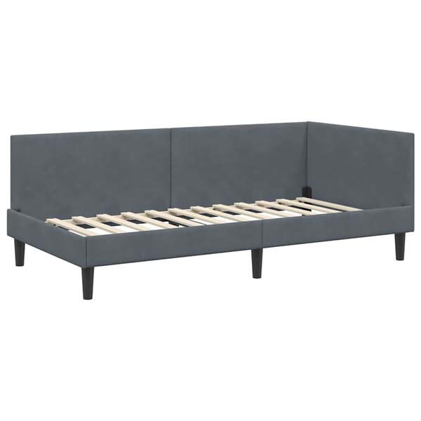 Grote foto vidaxl hoekbedframe donkergrijs 90 x 190 cm fluweel en engineered hout antiek en kunst stoelen en banken