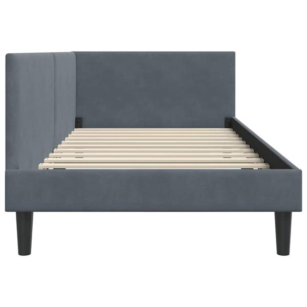 Grote foto vidaxl hoekbedframe donkergrijs 90 x 190 cm fluweel en engineered hout antiek en kunst stoelen en banken