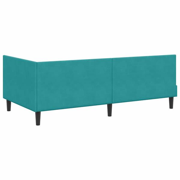 Grote foto vidaxl hoekbedframe turquoise 80 x 200 cm fluweel en engineered hout antiek en kunst stoelen en banken