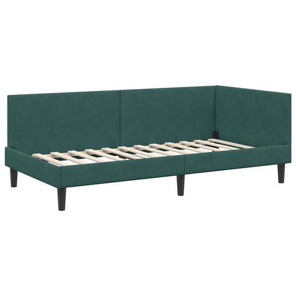 Grote foto vidaxl hoekbedframe donkergroen 80 x 200 cm fluweel en engineered hout antiek en kunst stoelen en banken