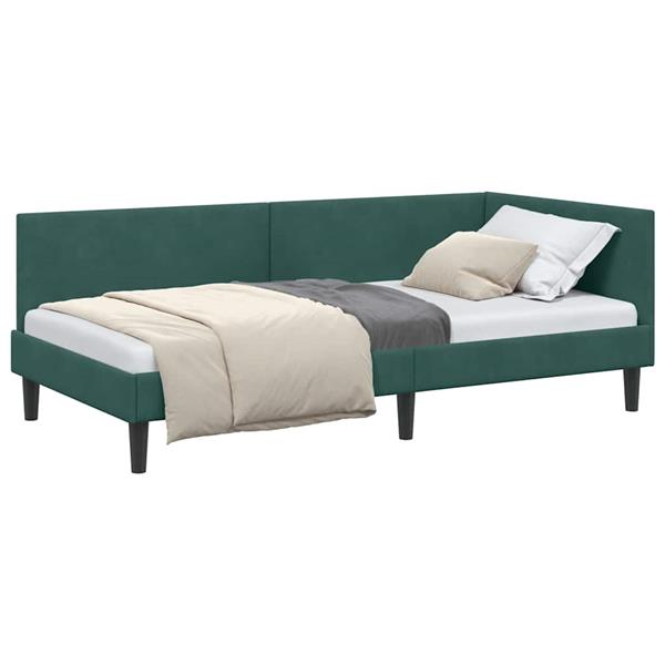 Grote foto vidaxl hoekbedframe donkergroen 80 x 200 cm fluweel en engineered hout antiek en kunst stoelen en banken