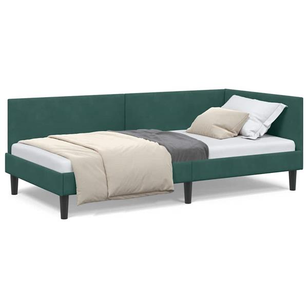 Grote foto vidaxl hoekbedframe donkergroen 80 x 200 cm fluweel en engineered hout antiek en kunst stoelen en banken