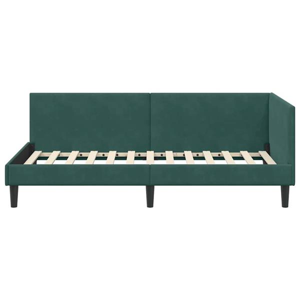 Grote foto vidaxl hoekbedframe donkergroen 80 x 200 cm fluweel en engineered hout antiek en kunst stoelen en banken