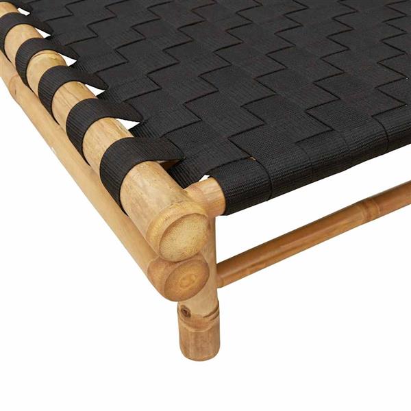 Grote foto vidaxl ligstoel met zwart geweven band 55x200x30 cm bamboe tuin en terras tuinmeubelen