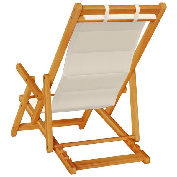 Grote foto vidaxl opvouwbare stoel met armleuningen taupe acaciahout textileen tuin en terras tuinmeubelen