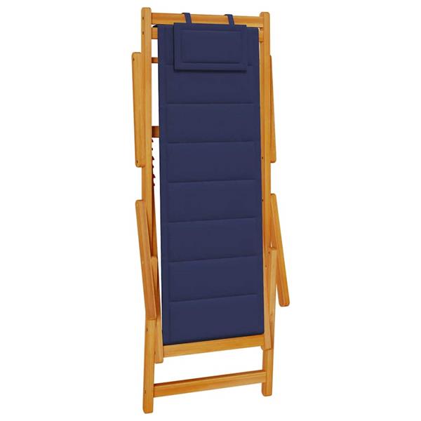 Grote foto vidaxl opvouwbare stoel met armleuningen blauw acaciahout en textiel tuin en terras tuinmeubelen