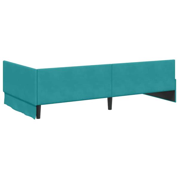 Grote foto vidaxl hoekbedframe turquoise 100 x 200 cm fluweel en engineered hout antiek en kunst stoelen en banken