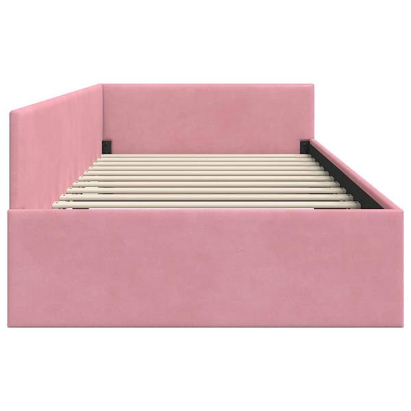 Grote foto vidaxl hoekbedframe roze 100 x 200 cm fluweel en engineered hout antiek en kunst stoelen en banken
