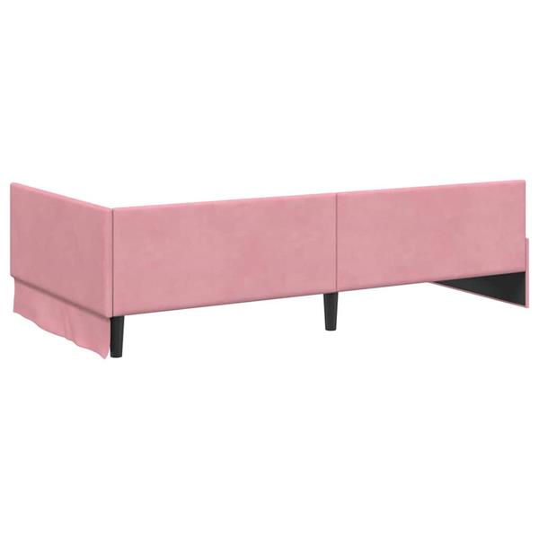 Grote foto vidaxl hoekbedframe roze 100 x 200 cm fluweel en engineered hout antiek en kunst stoelen en banken