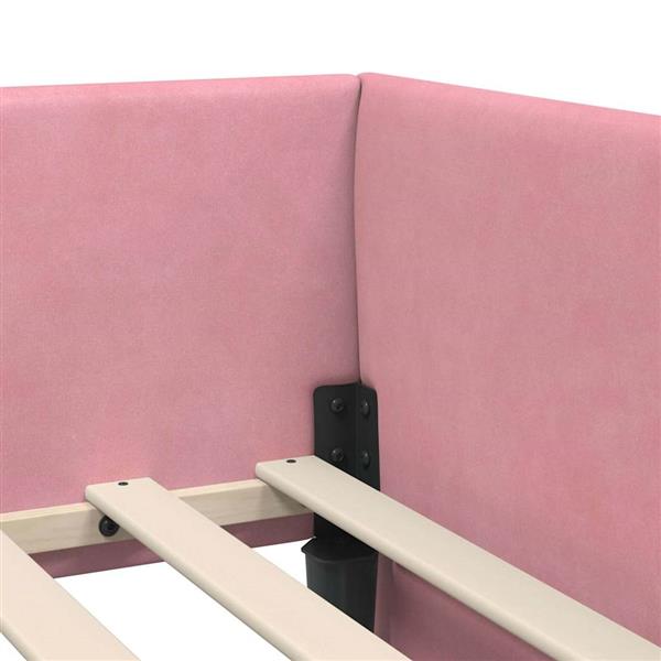 Grote foto vidaxl hoekbedframe roze 100 x 200 cm fluweel en engineered hout antiek en kunst stoelen en banken