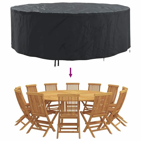 Grote foto vidaxl hoes voor tuinmeubelen zwart 279 x 279 x 105 cm 210d stof tuin en terras tuinmeubelen