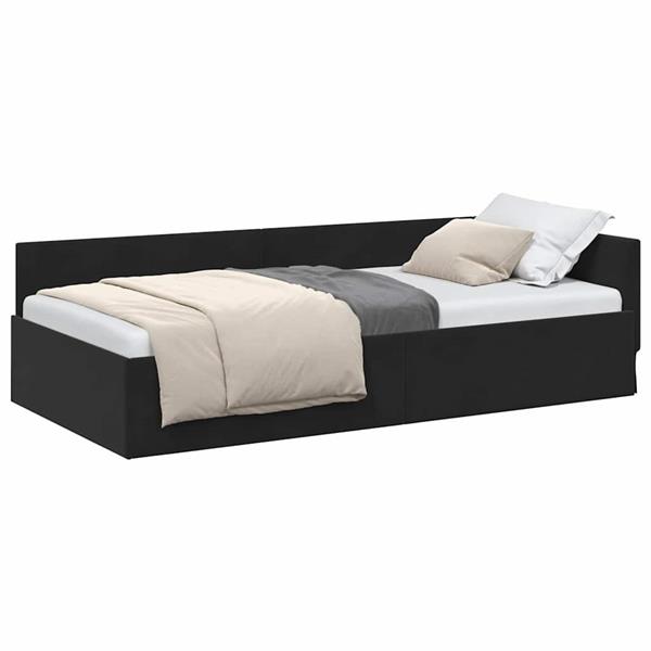 Grote foto vidaxl hoekbedframe zwart 90 x 200 cm fluweel en engineered hout antiek en kunst stoelen en banken