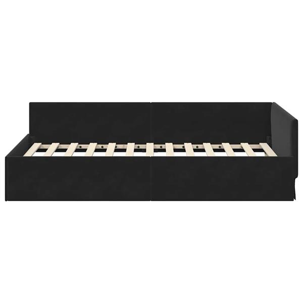 Grote foto vidaxl hoekbedframe zwart 90 x 200 cm fluweel en engineered hout antiek en kunst stoelen en banken