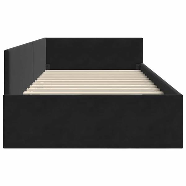Grote foto vidaxl hoekbedframe zwart 90 x 200 cm fluweel en engineered hout antiek en kunst stoelen en banken