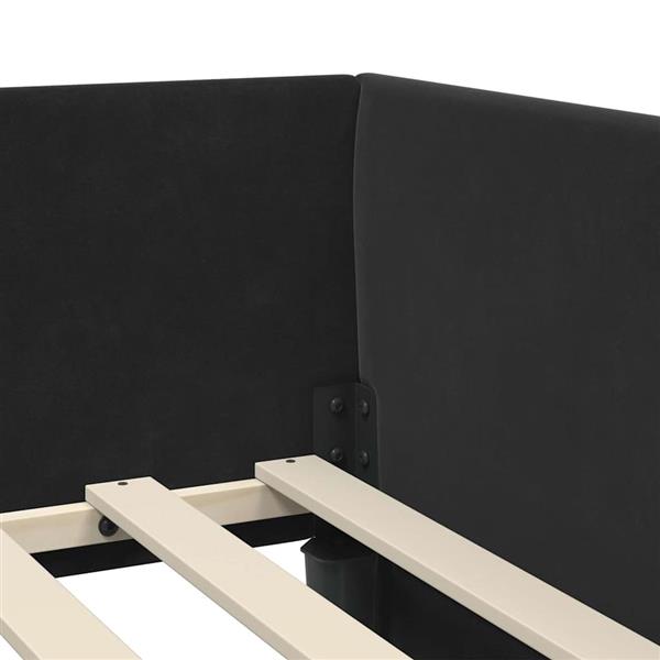 Grote foto vidaxl hoekbedframe zwart 90 x 200 cm fluweel en engineered hout antiek en kunst stoelen en banken