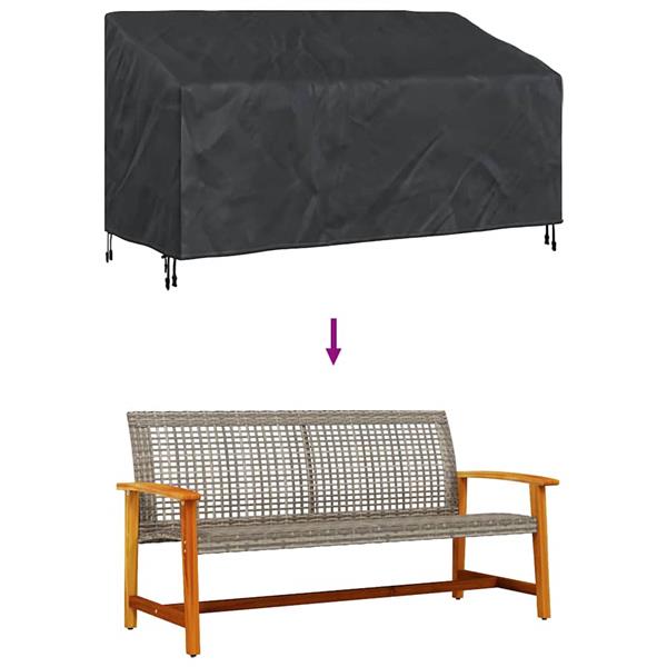 Grote foto vidaxl tuinbankhoes zwart 185 x 85 x 65 94 cm 420d stof tuin en terras tuinmeubelen