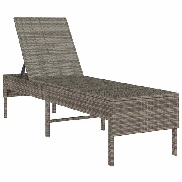 Grote foto vidaxl ligstoel met kussen grijs 55x200x44cm polyrotan tuin en terras tuinmeubelen