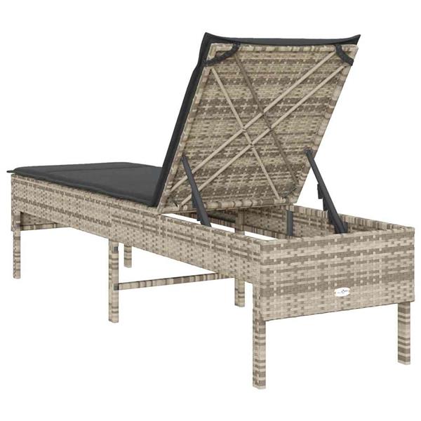 Grote foto vidaxl ligstoel met kussen lichtgrijs 55x200x44cm polyrotan tuin en terras tuinmeubelen