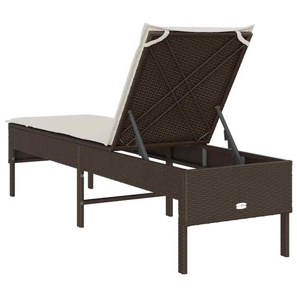 Grote foto vidaxl ligstoel met kussen bruin 55x200x44cm polyrotan tuin en terras tuinmeubelen