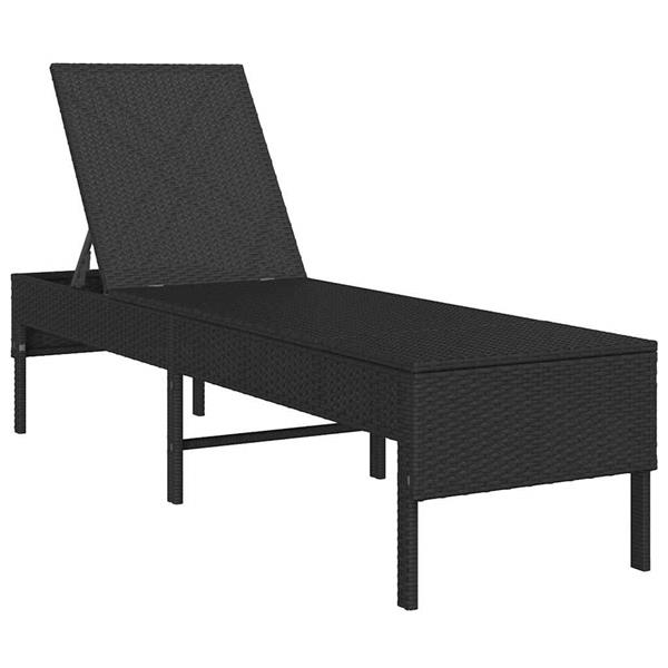 Grote foto vidaxl ligstoel met kussen zwart 55x200x44cm polyrotan tuin en terras tuinmeubelen