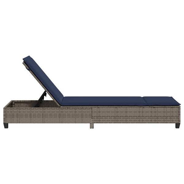Grote foto vidaxl ligstoel met kussens grijs 55x200x25 5cm polyrotan tuin en terras tuinmeubelen