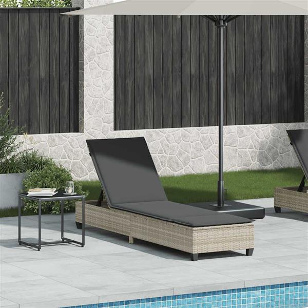 Grote foto vidaxl ligstoel met kussens lichtgrijs 55x200x25 5cm polyrotan tuin en terras tuinmeubelen