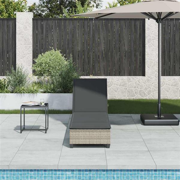 Grote foto vidaxl ligstoel met kussens lichtgrijs 55x200x25 5cm polyrotan tuin en terras tuinmeubelen