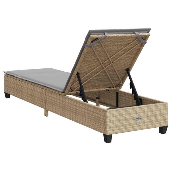 Grote foto vidaxl ligstoel met kussens beige 55x200x25 5cm polyrotan tuin en terras tuinmeubelen