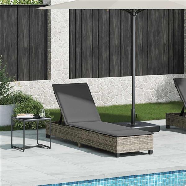 Grote foto vidaxl ligstoel met kussens grijs 55x200x25 5cm polyrotan tuin en terras tuinmeubelen