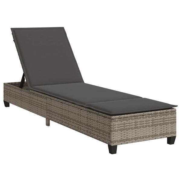Grote foto vidaxl ligstoel met kussens grijs 55x200x25 5cm polyrotan tuin en terras tuinmeubelen