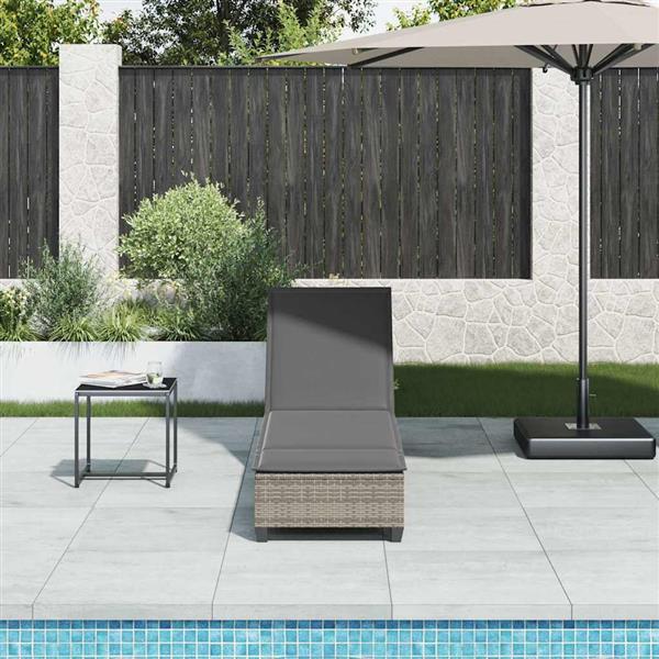 Grote foto vidaxl ligstoel met kussens grijs 55x200x25 5cm polyrotan tuin en terras tuinmeubelen