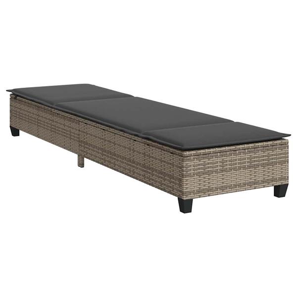 Grote foto vidaxl ligstoel met kussens grijs 55x200x25 5cm polyrotan tuin en terras tuinmeubelen