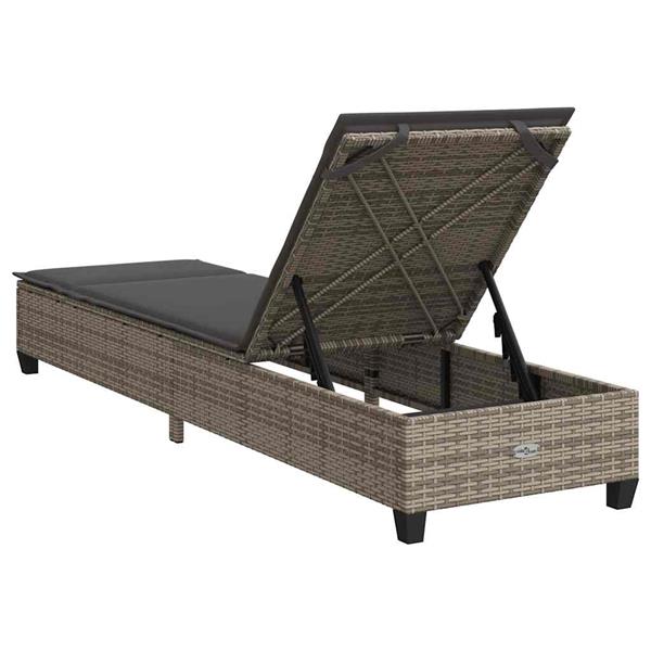 Grote foto vidaxl ligstoel met kussens grijs 55x200x25 5cm polyrotan tuin en terras tuinmeubelen