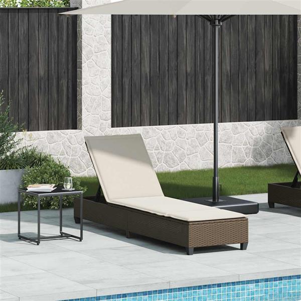Grote foto vidaxl ligstoel met kussens bruin 55x200x25 5cm polyrotan tuin en terras tuinmeubelen