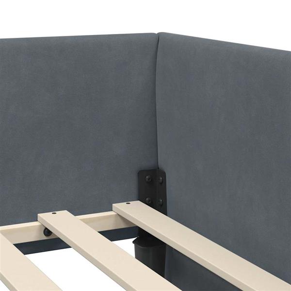 Grote foto vidaxl hoekbedframe donkergrijs 90 x 190 cm fluweel en engineered hout antiek en kunst stoelen en banken