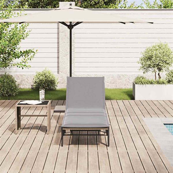 Grote foto vidaxl ligstoel met kussen beige polyrotan tuin en terras tuinmeubelen