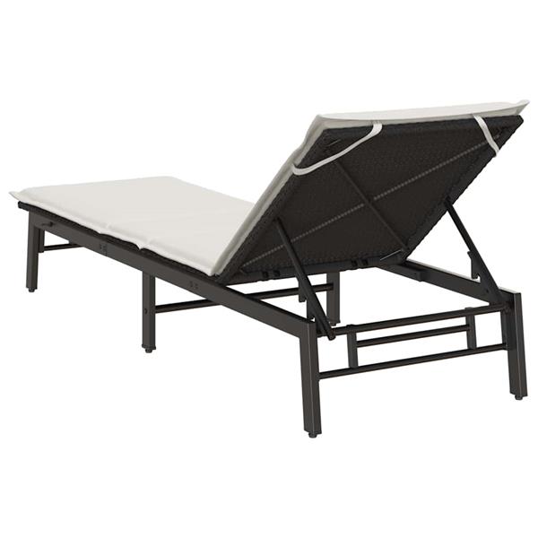 Grote foto vidaxl ligstoel met kussen zwart polyrotan tuin en terras tuinmeubelen