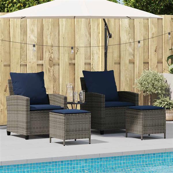 Grote foto vidaxl 4 delige tuinbankset met kussens grijs polyrotan tuin en terras tuinmeubelen
