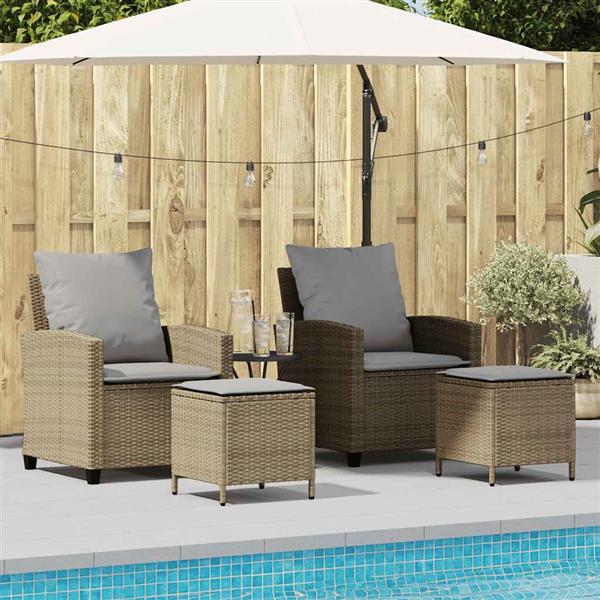 Grote foto vidaxl 4 delige tuinbankset met kussens beige polyrotan tuin en terras tuinmeubelen