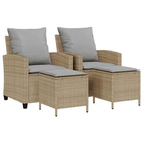 Grote foto vidaxl 4 delige tuinbankset met kussens beige polyrotan tuin en terras tuinmeubelen