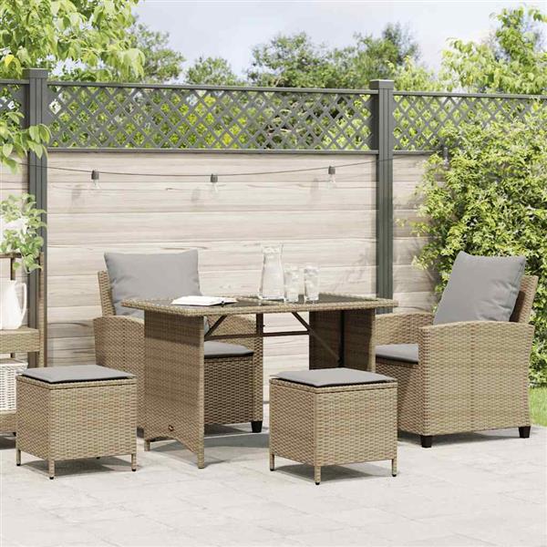 Grote foto vidaxl 4 delige tuinbankset met kussens beige polyrotan tuin en terras tuinmeubelen
