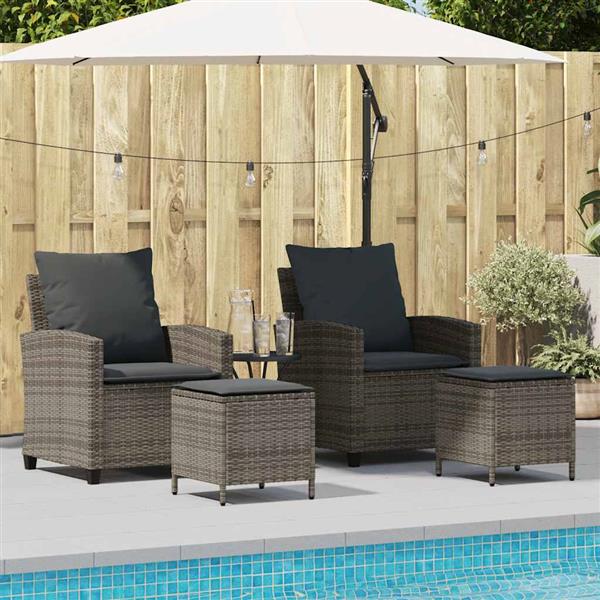 Grote foto vidaxl 4 delige tuinbankset met kussens grijs polyrotan tuin en terras tuinmeubelen