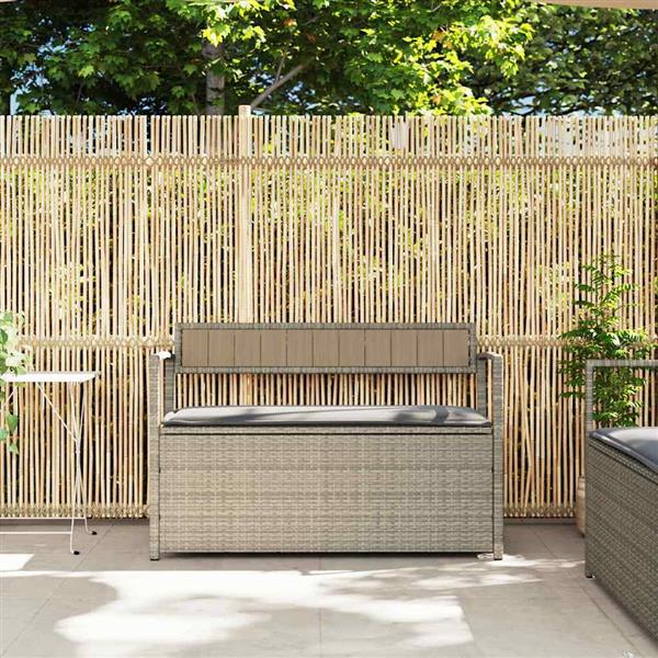 Grote foto vidaxl tuinbank met kussen lichtgrijs polyrotan tuin en terras tuinmeubelen