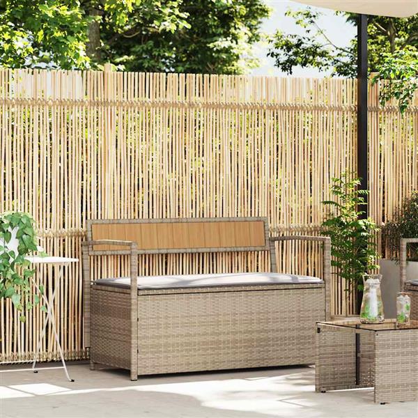Grote foto vidaxl tuinbank met kussen beige polyrotan tuin en terras tuinmeubelen