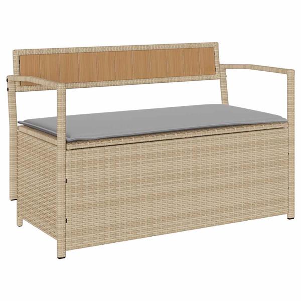 Grote foto vidaxl tuinbank met kussen beige polyrotan tuin en terras tuinmeubelen