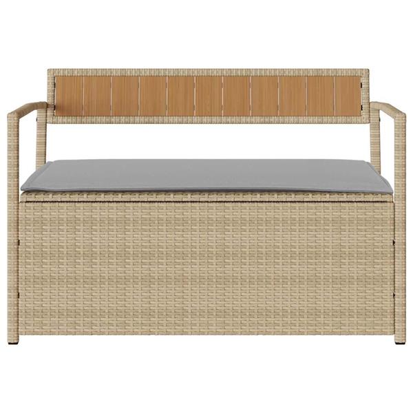 Grote foto vidaxl tuinbank met kussen beige polyrotan tuin en terras tuinmeubelen