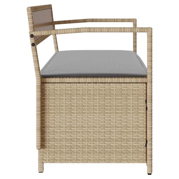 Grote foto vidaxl tuinbank met kussen beige polyrotan tuin en terras tuinmeubelen