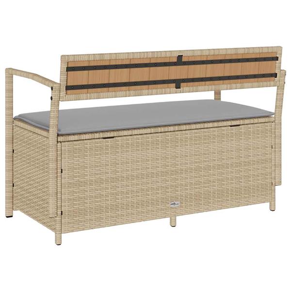 Grote foto vidaxl tuinbank met kussen beige polyrotan tuin en terras tuinmeubelen